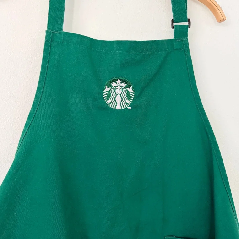 Starbucks Barista Green Bib Apron Embroidered Siren Logo Two Pockets Adjustable